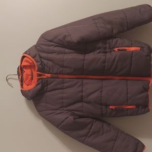 Gray Orange Puffer Coat L Juniors